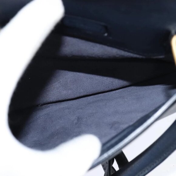 SAINT LAURENT Mini Boston Bag Leather 2way Navy Gold Auth bs30084 - Picture 13 of 16